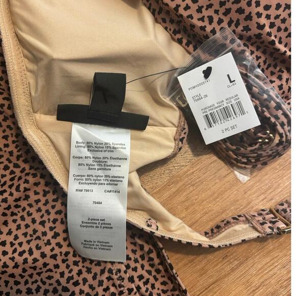 NWT A Pea In The Pod Maternity Cheetah Convertible Two Piece Swimsuit Size L - Picture 6 of 7